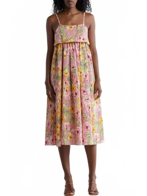 STITCHDROP Barbuda Floral Print Sleeveless Midi Dress NWT Sketch Peony XS thumbnail 8