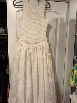 Free‎ People nightingale Cream dress smock back seersucker skirt small thumbnail 2