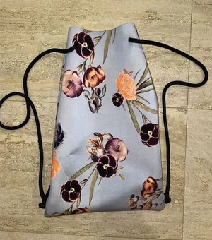 Triangl Neoprene Swim Bag‎ Floral Drawstring Gray thumbnail 1