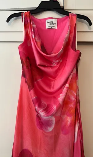 Paper Heart Pink Flower Cowl Neck Dress thumbnail 2