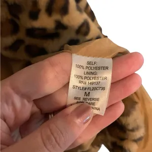 Favlux Faux Fur Cheetah Print open front coat size M thumbnail 3