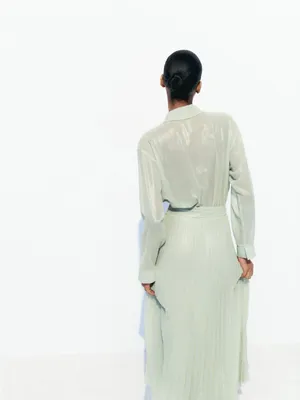 Zara Light Sage Green Wrap Robe Dress thumbnail 5