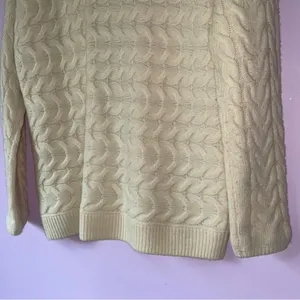Talbots Merino Wool Cashmere Cream Chunky Knit Sweater Size M Fisherman Cottage thumbnail 8