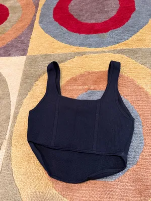 Aritzia Babaton Sculpt Knit Bustier High Low Crop Top Tank Top Black Size Medium thumbnail 3