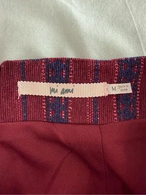 Mi Ami Burgundy Boho Striped Mini Skirt Size Medium Red thumbnail 7