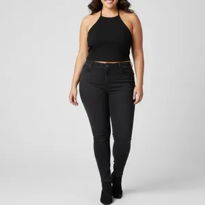 NEW BP halter Crop Top black off Back 1X Boho summer thumbnail 3