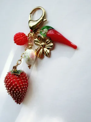 Gold and red farm berries keychain and handbag accessories thumbnail 3