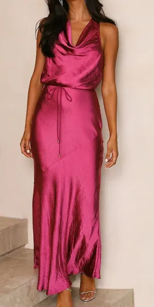 Hello Molly Satin Maxi Dress Halter thumbnail 1