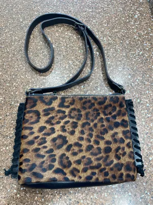 Convalore Leopard Everyday. Crossbody Bag Italian Haircalf Leather Whipstitch thumbnail 1