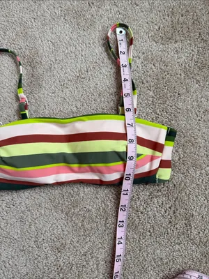 Aerie Multi Color Striped Bandeau Bikini Top. Size Small thumbnail 6