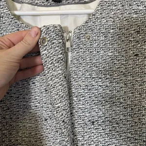 Banana‎ Republic Tweed Jacket Fringed Gray White Luxury Cocktail Office Womens 4 thumbnail 7
