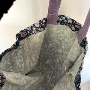 Laura Ashley purple green‎ floral tote bag large capacity cargo cotton thumbnail 7