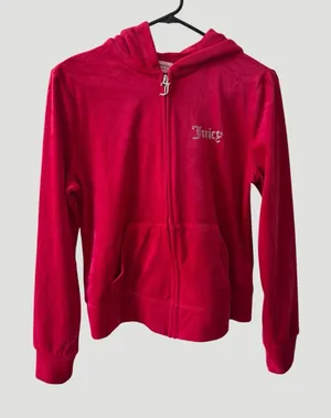 Juicy Couture Velvet Track Hoodie Jacket Pink Velour Full Zip Y2K Women’s Sz M thumbnail 1