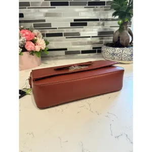 Badgley Mischka Bag Leather Crossbody Brown with Bow and Logo Detail thumbnail 9