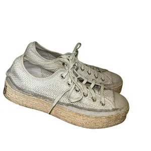 Converse Gray Knit Espadrille Platform Sneakers Women's‎ 8.5 thumbnail 4