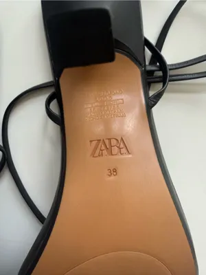 Zara Square Toe Black Leather Strappy Heeled Sandals size 38 (7.5) thumbnail 5