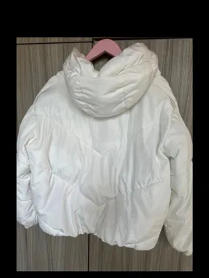 Zara White Hooded Puffer Jacket with Black Zippers thumbnail 3