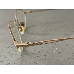 Safilo Eyeglasses Frames ONLY Gold Metal Full Rim 52-19-135 Gold Italy Half Rim thumbnail 4