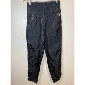 Free People Movement The Way Home Jogger Womens M Black High Rise Smocked Waist thumbnail 5