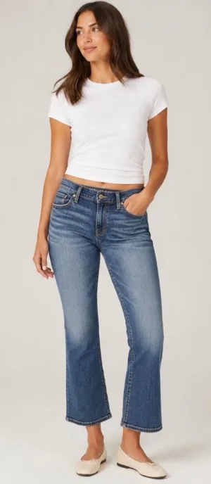 American Eagle High Rise Cropped Flare Jean Size 10 Long thumbnail 1