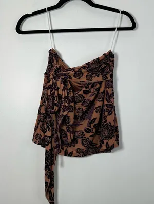 Princess Polly Velvet Burnout Mini Skirt Morelli Purple Beige Size 8 NWT thumbnail 1