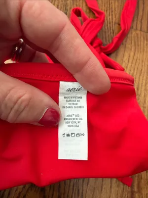 aerie Red Halter Bikini Top Size XL thumbnail 3