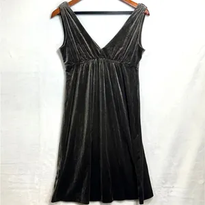 Old‎ Navy XS Muted Brown Velvet Mini Dress Empire Sleeveless Retro Babydoll Y2K thumbnail 4