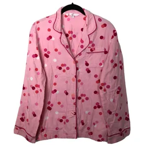 Victoria's Secret Pink Polka Dot Button Down Long Sleeve Pajama Top Large thumbnail 1