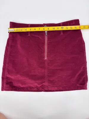 (E-574) Madewell Burgundy Corduroy Zip Mini Skirt thumbnail 8