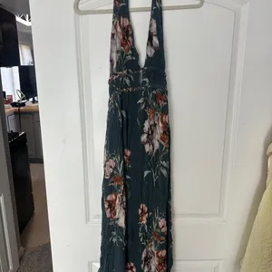 Floral Halter Maxi Dress Green Size 6 thumbnail 4