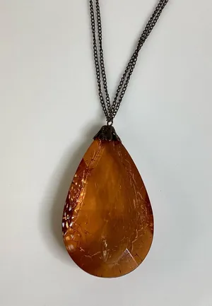 Large Faceted Drop Necklace Brown thumbnail 1