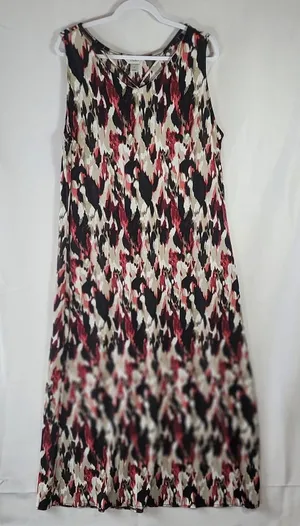 Christopher & Banks CJ Banks Plus Size 1X Maxi Dress Sleeveless Abstract Geometric Jersey Knit thumbnail 1