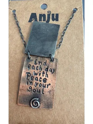 Anju Handcrafted Metal Inspirational Pendant Necklace Start Day With Joy New thumbnail 3