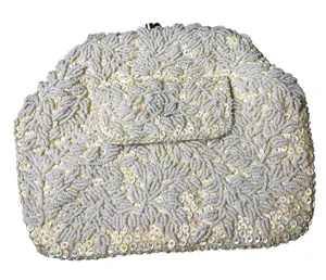 Vintage 1960s bag purse beaded sequined clutch La Regale Fairy Wedding Victorian thumbnail 1