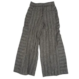 Anthropologie Ett Twa Pants Womens‎ 0 Brown White Wide Leg Striped Sailor Linen thumbnail 3