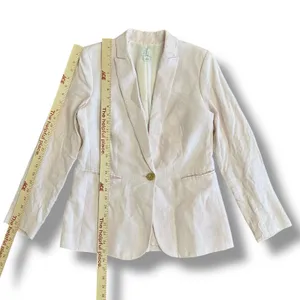J. by J.Crew Women’s Linen Blazer Size 2 Light Pink One Button‎ Jacket L1150 thumbnail 4