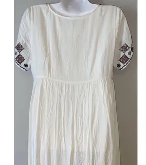 Piper And Scoot L Dress Women’s Cream Floral Embroidered Maxi Cottage Core thumbnail 5