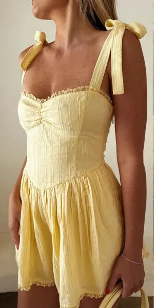 Show Me Your Mumu Regal Romper In Lemonade Yellow thumbnail 1