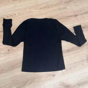 Aerie Ribbed Long Sleeve Top Black Crewneck Slim Fit Shirt‎ XL Womens thumbnail 2