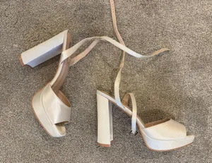 White satin platform heels wedding Size 10 thumbnail 1