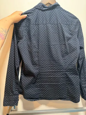 H&M Women’s Navy Blue Polka Dot Button-Up Shirt thumbnail 3