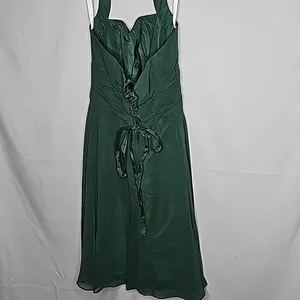 Azazie emerald green halter top bow knot pleaded chiffon corset cocktail dress 8 thumbnail 4