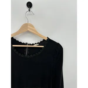 POL Babydoll Top Women Small Black Grunge Goth Boho Witch 1/2‎ Sleeve Stretch thumbnail 6