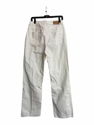 NWT NA-KD White Brown Trim Straight Leg Jeans thumbnail 5
