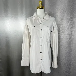 We The Free Free People Cream Corduroy Button Down Shirt Shacket Womens M OB1533 thumbnail 4