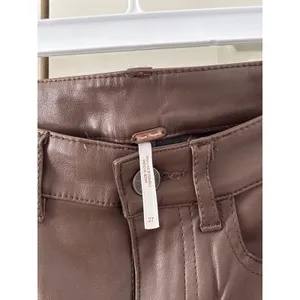 Free People Brown Faux Leather Skinny Pants 27 thumbnail 8