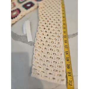 Luna Ivy Granny Square Crochet Sweater Cream Colorful Open Knit Women Size S NWT thumbnail 10