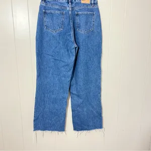 White Fox High Rise Wide Leg Jeans Blue Raw Hem Size M thumbnail 5