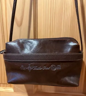 Weather Point the American Original Vntg dark brown leather shoulder/crossbody thumbnail 1