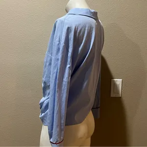Zara light blue button up blouse thumbnail 3